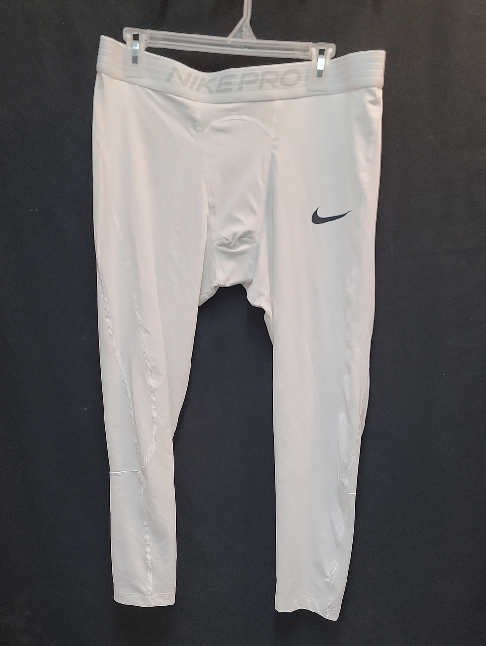 Nike Men's White Compression Swim Rash Tights with Black Swoosh